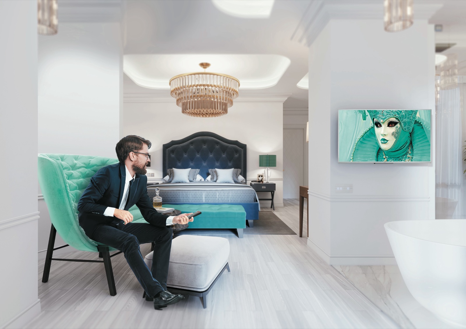 Camera d'albergo con TV Philips a parete