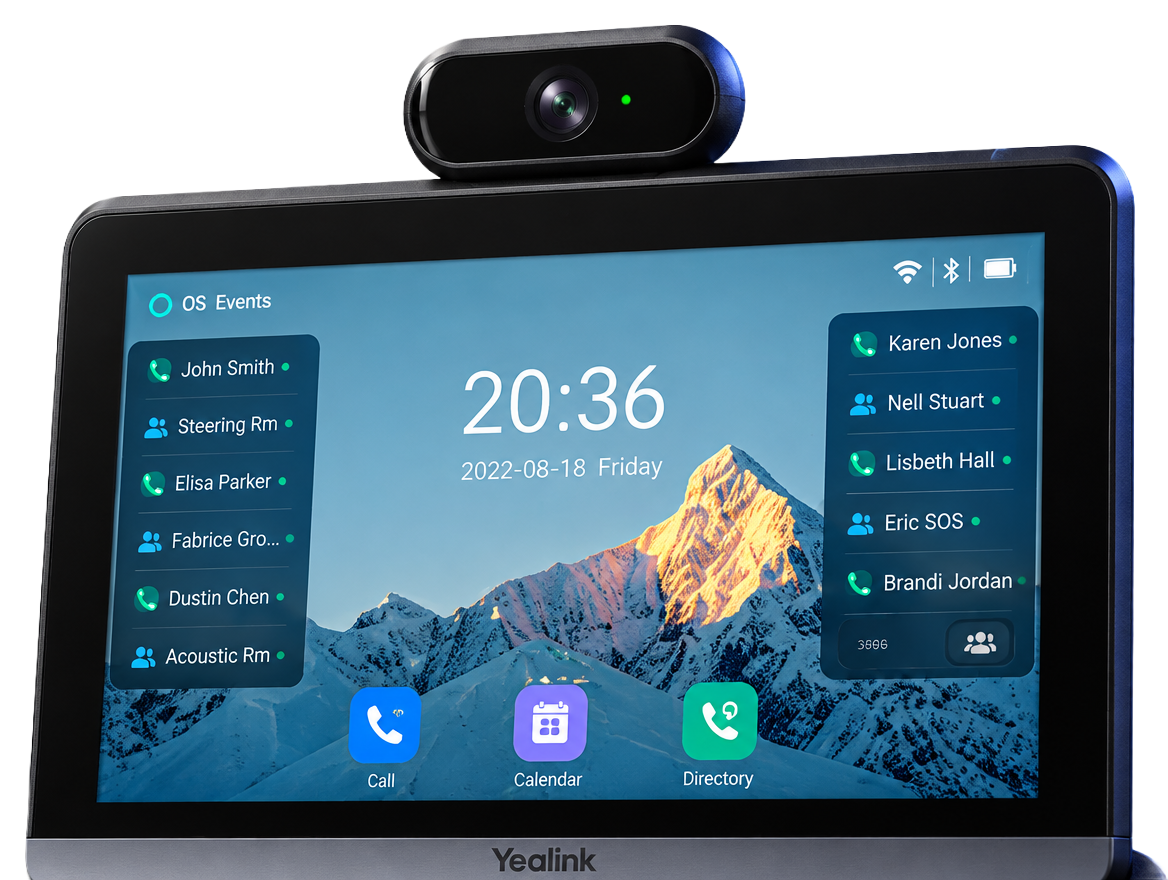 Yealink, dettaglio dello schermo touch e della fotocamera integrata